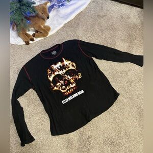Black Walking Dead Long Sleeve Thermal Knit Size Large